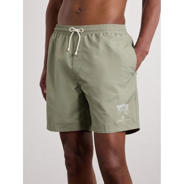 브루넬로쿠치넬리 스트레이트 레그 미드 렝스 로고 프린트 스윔 쇼츠 46376663163115436