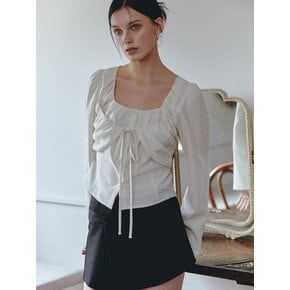 RIBBON BUSTIER BLOUSE [BEIGE]