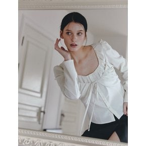 RIBBON BUSTIER BLOUSE [BEIGE]