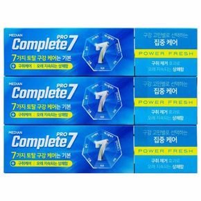 메디안 컴플리트 프로 7 파워프레쉬 치약 120g x 3입