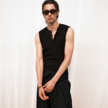 노이어 멀티 리브드 헨리넥 슬리브리스 N25STS11 (3color)