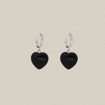 파르테즈 [BEST] BLACK ONYX HEART EARRINGS SILVER (230712020001)