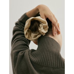 Silk Scrunchie (L) - Champagne Beige