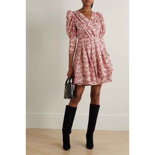 바체바 이즈라 플로럴 프린트 코튼 포플린 미니 드레스 레드 1647597289608332