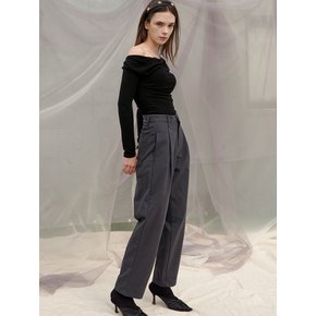 Baggy Pintuck Cotton Pants_Charcoal_Medium