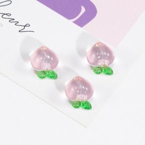 복숭아 비즈 펜던트 키링 만들기 공예 재료 목걸이 팔찌 과일 파...