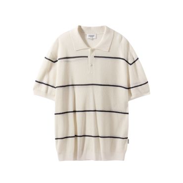 브롬톤 [브롬톤런던] P242MKT514 STRIPED COLLAR HALF SLEEVE KNIT(IVORY)