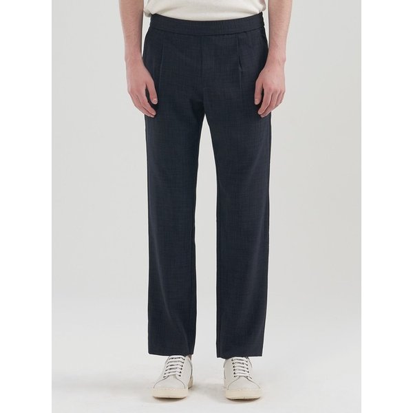 [M~5XL]린넨라이크 테이퍼드 셋업 밴딩 슬랙스_네이비