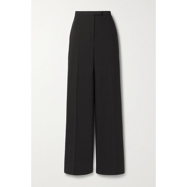 Elia Wool And Silk-blend Piqué Straight-leg Pants 블랙
