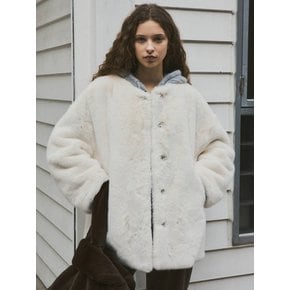 No Collar Round Vintage Fur Jacket_CTO109(Ivory)