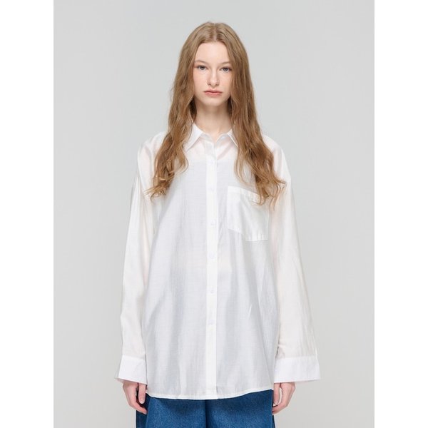 링클프리 오버 셔츠 (화이트)