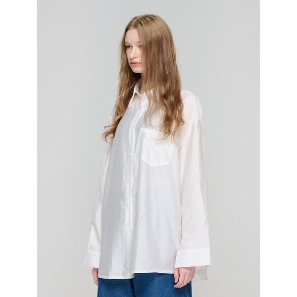 링클프리 오버 셔츠 (화이트)