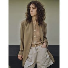 Linen Collarless Jacket_CTO118(Brown)