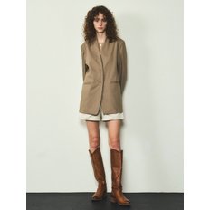 Linen Collarless Jacket_CTO118(Brown)