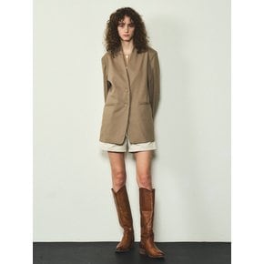 Linen Collarless Jacket_CTO118(Brown)