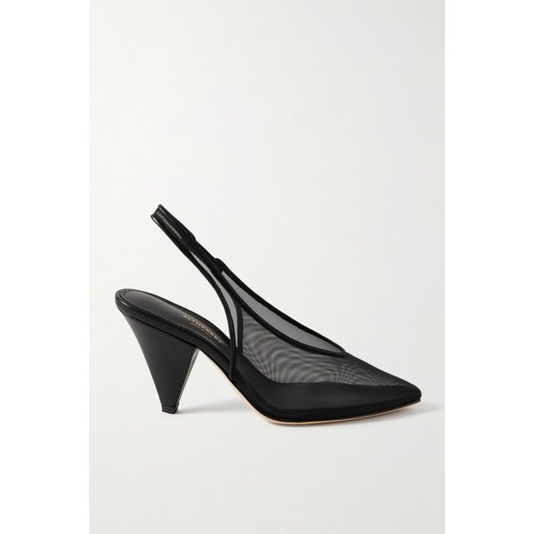 가죽 트리밍 메쉬 슬링백 펌프스 46376663162918538