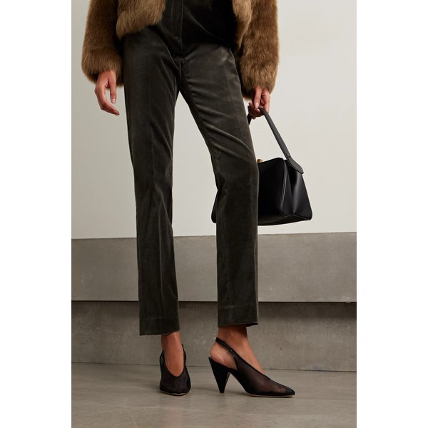 가죽 트리밍 메쉬 슬링백 펌프스 46376663162918538