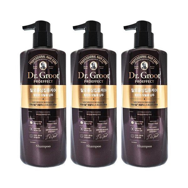 [홈쇼핑 최신상] 닥터그루트 탈모 집중 케어 샴푸 500ml 3개 힘없는 모발용