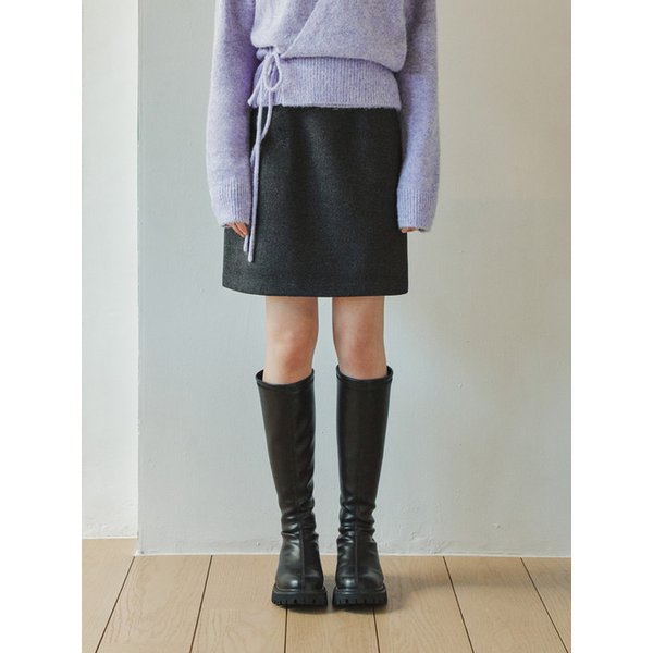 허쉬 플레인 스커트 / 그레이