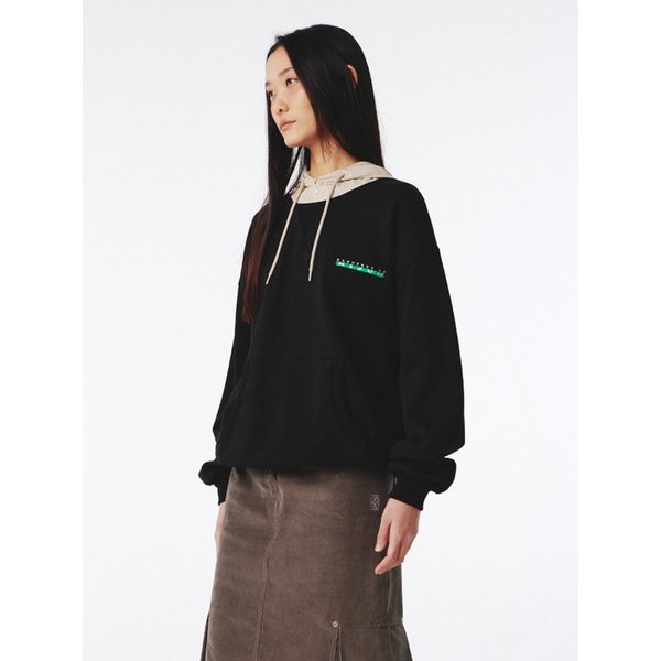 Logo ALVY Hoodie UNISEX Black Beige