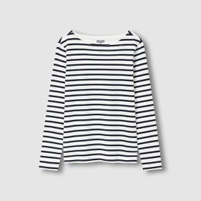 여 코튼 스트레치 보트넥 긴팔 티셔츠 J115401004057