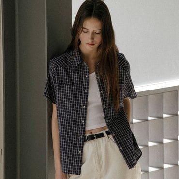 노운베러 [8차:08/27 예약배송] Seersucker check shirt KNSS03SH06_Navy