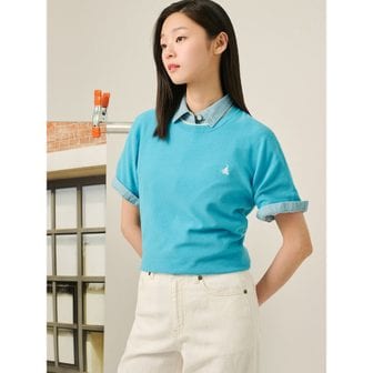 빈폴레이디스 [빈폴솔솔니트] 코튼실크 라운드넥 홀가먼트 풀오버  스카이블루 (BF5351C07Q)