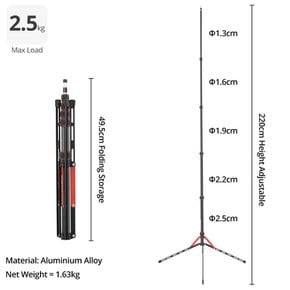 AMBITFUL 라이트 스탠드 220cm - 알루미늄 램프 삼각대 운반 가능한 조명 삼각대 내하중 2.5kg