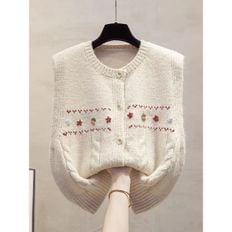 넬리 노보 플라워자수 니트 베스트 NC1LK003_P385854943