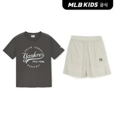 MLB키즈 (공식) 빈티지 원형 아트웍 티셔츠 세트 NY (Charcoal Grey) 7AS1VT153-50CGS