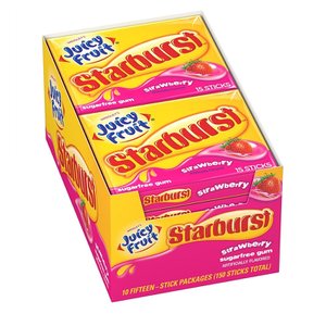  [해외직구]쥬시 후르츠 스타버스트 츄잉껌 딸기 15피스 10팩/ JUICY FRUIT Gum STARBURST Chewing Strawberry