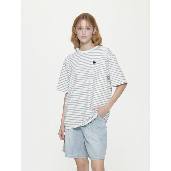 PINSCHER SMALL PATCH STRIPE T-SHIRTS GREY (RATS320N)