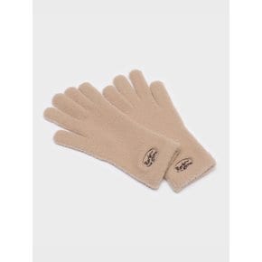 FLUFFY LOGO GLOVE BEIGE