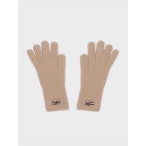 FLUFFY LOGO GLOVE BEIGE