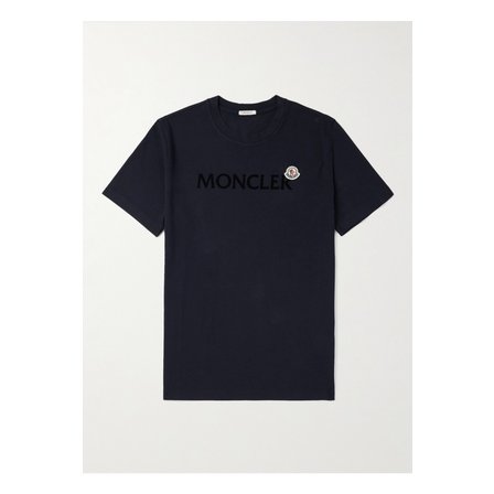 몽클레르 몽클레어 로고 플록 아플리케 코튼 저지 티셔츠 블루 1647597360452945