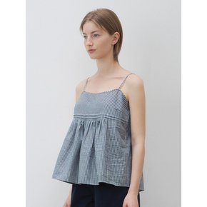 Pleated sleeveless check top (2color)