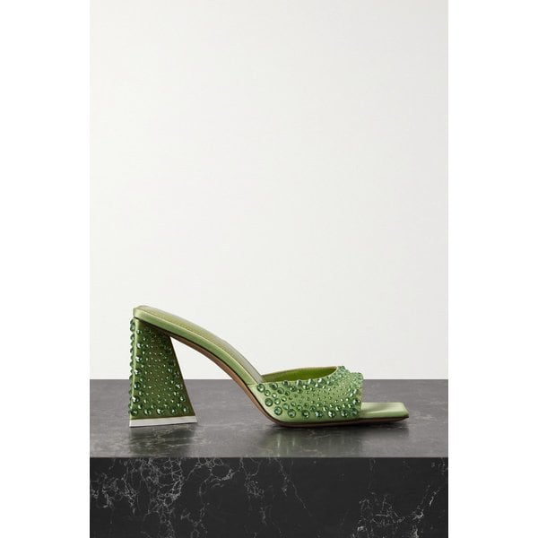 미니 데본 크리스털 장식 새틴 뮬 그린 1647597326294744