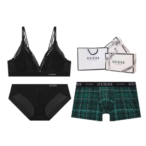 게스언더웨어 모던 레이스 아웃밴드 브라렛 남여 커플속옷세트 ODWBR293BK870GR