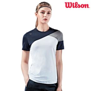 여성 반팔티 5252 화이트 라운드 단체 테니스_P367289492