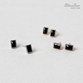 실버925 오닉스 모노 큐빅이어링 스터드귀걸이 딱지귀걸이 사각 스퀘어이어링 로즈골드