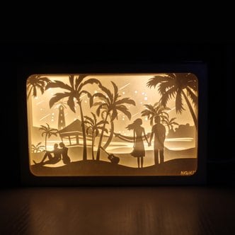 바보사랑 DIY 페이퍼커팅 LED무드등+매트 포함 - 해변의커플