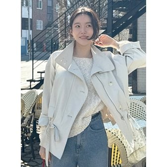 르와 하이넥 하프 자켓 아이보리 L369