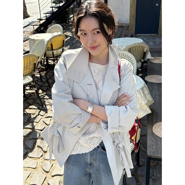 하이넥 하프 자켓 아이보리 L369