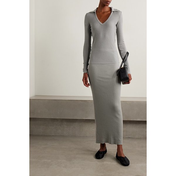 코튼 캐시미어 블렌드 리브 맥시 스커트 46376663162988079