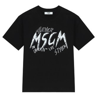 MSGM 키즈 여성 그래비티 로고 프린팅 티셔츠 23SS 블랙 MS029502 110