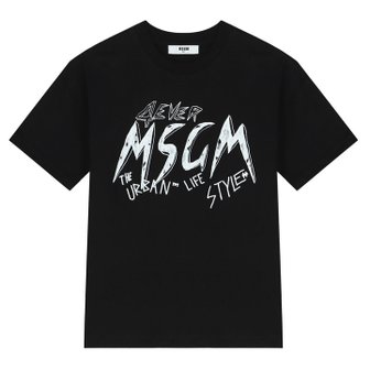 MSGM 키즈 여성 그래비티 로고 프린팅 티셔츠 23SS 블랙 MS029502 110