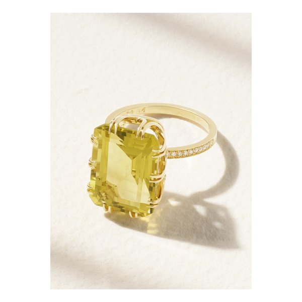 일리아나 마크리 솔리테어 크라운 18K 골드 토파즈 다이아몬드 반지 1647597356918382