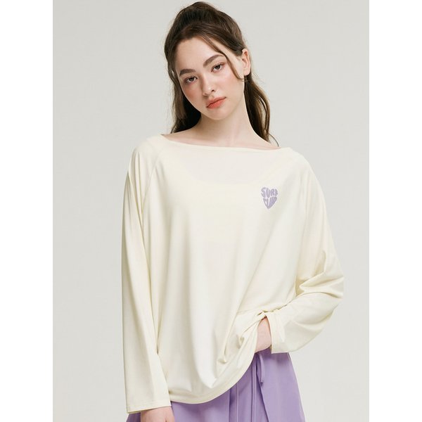 코튼캔디 스트링 상의 오버핏 여성 롱슬리브 코코넛밀크