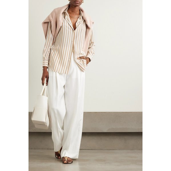 카라 스트라이프 실크 셔츠 오프 화이트 1647597316072178