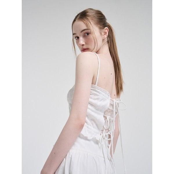 [리퍼브] String Layered Sleeveless Blouse, White